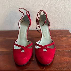 Sigerson Morrison - Size 8. Red Suede Heels.